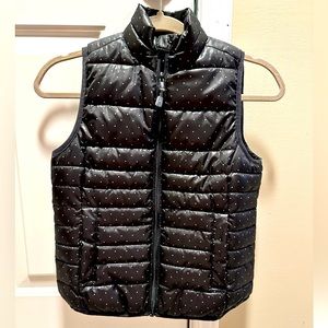 Black polka dot girls puffer vest